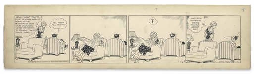 Chic Young Hand-Drawn Blondie Comic Strip From 1933 Titled The Crystal Gazer -- Blondies Wifely Intuition on Display